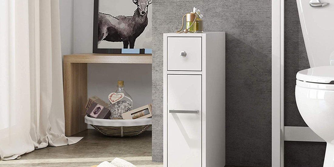 Spirich Slim Bathroom Storage Cabinet Free Standing Toilet Paper